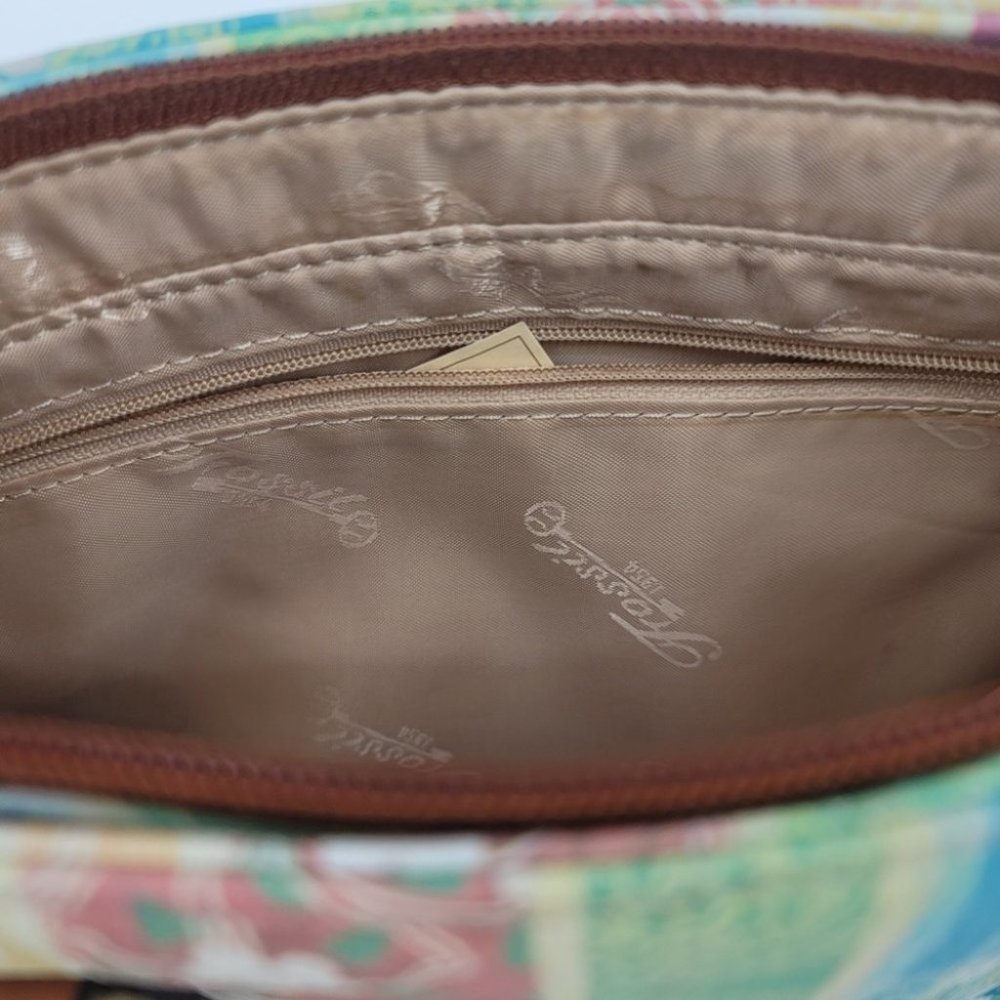 Fossil Leather Multi Color Floral Stripe Purse - image 3